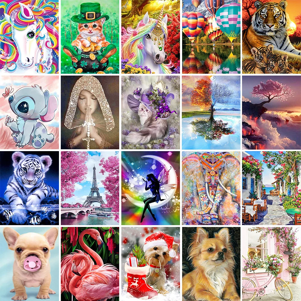 Diamond Painting Landscape/Animal Picture Cross Stitch Kit Cartoon AB Round Mosaic Art Home Decor Gift Promotion | Дом и сад