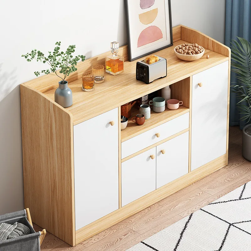 Floor-to-ceiling dining cabinet integrated against the wall, simple overall cabinet for home use