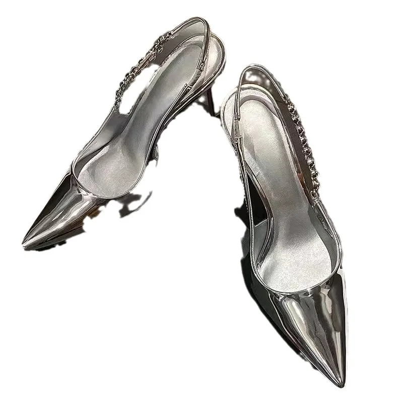 Women High Heels Shoes Women Slingback Sandals High Heel Sandals Pointed Toe Party Wedding
