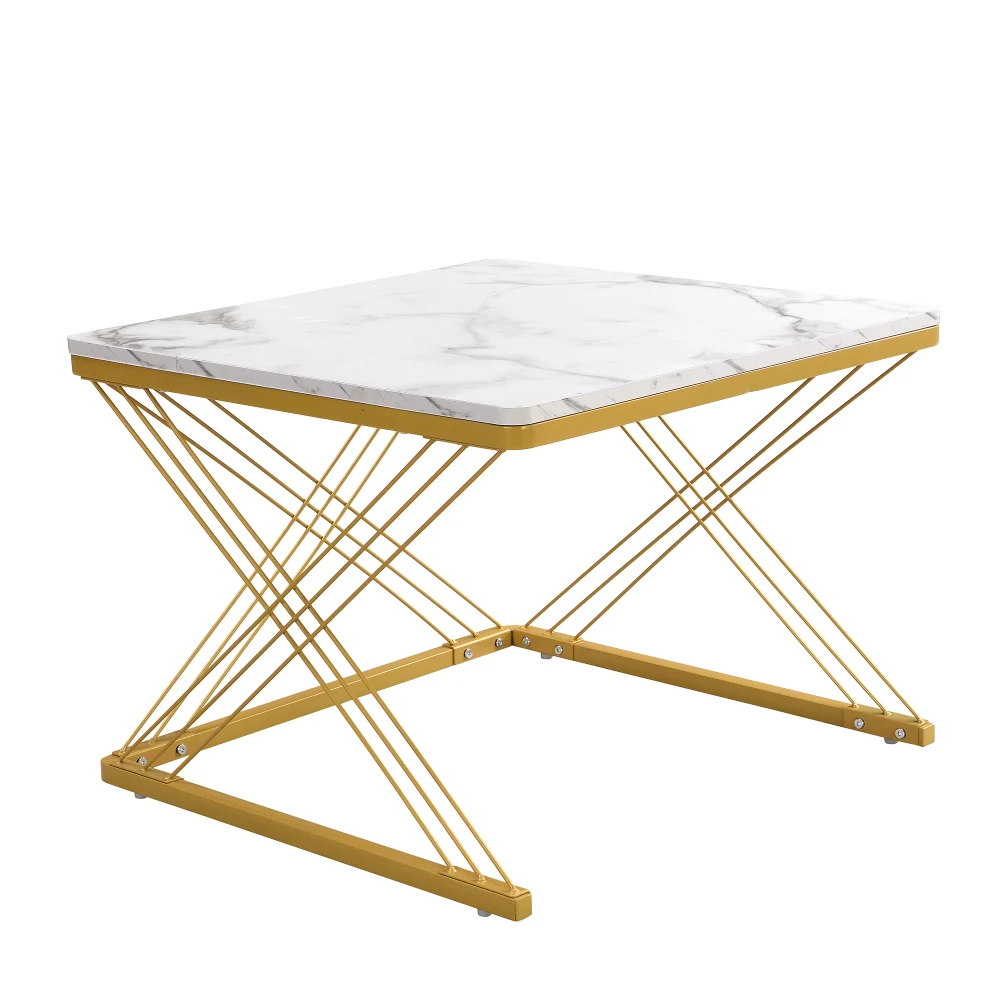 2-teiliges Couchtisch-Set, quadratische Tische in 60 x 60 x 45 cm und 45 x 45 x 40 cm, hochglänzende Marmoroptik, höhenverstellbare Füße, bis zu 30 kg – Detail 32