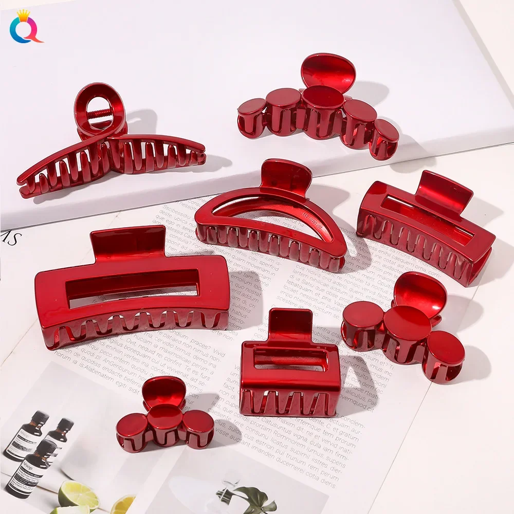 

Korean Acrylic Red Trendy Women's Hair Claw Large Medium Crab Hair Clip Girl Fashionable Temperament Accessories