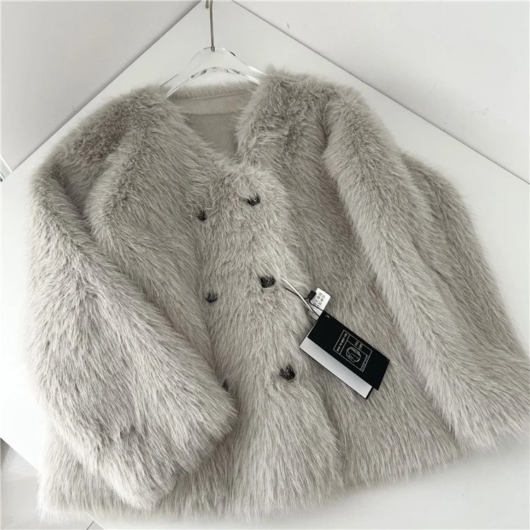 

Fashion Y2k Furry Fur Coat Women Fluffy Warm Long Sleeve Outerwear Autumn Winter Coat Jacket Hairy Collarless Overcoat B212