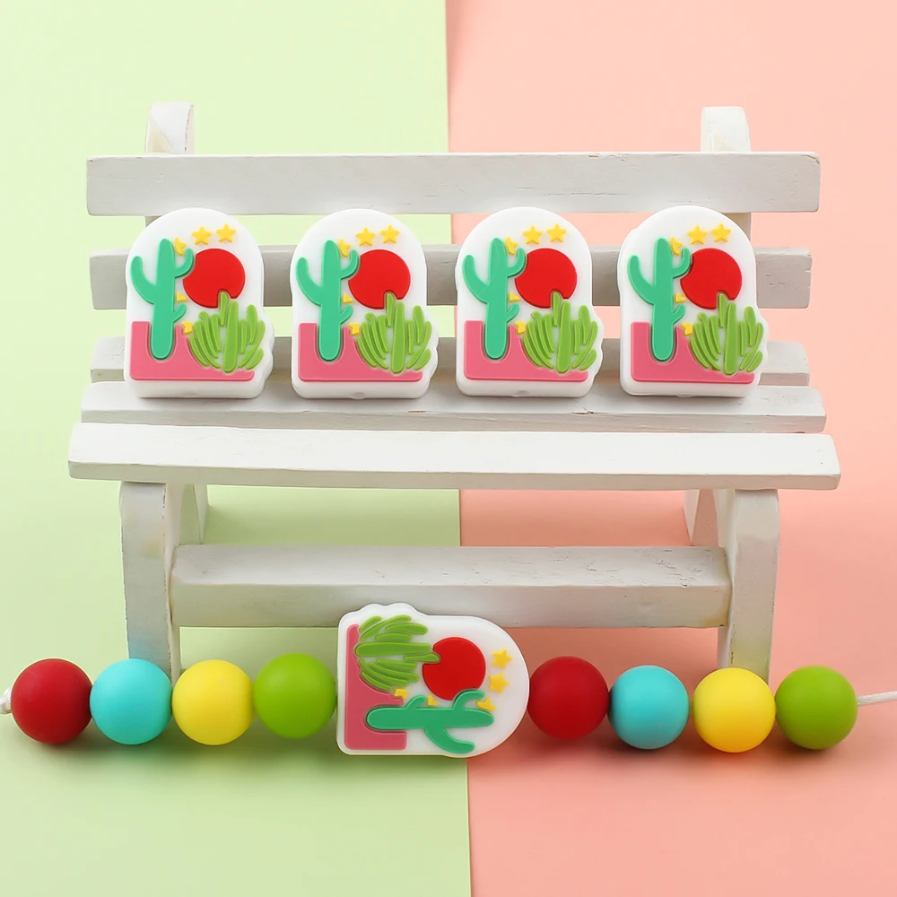 실리콘 비즈 쓰기 스타일 나는 고양이 젖꼭지 더미 거치대, DIY 젖꼭지 체인 액세서리, 씹을 수 있는 젖니 장난감, 5 개, 10 개