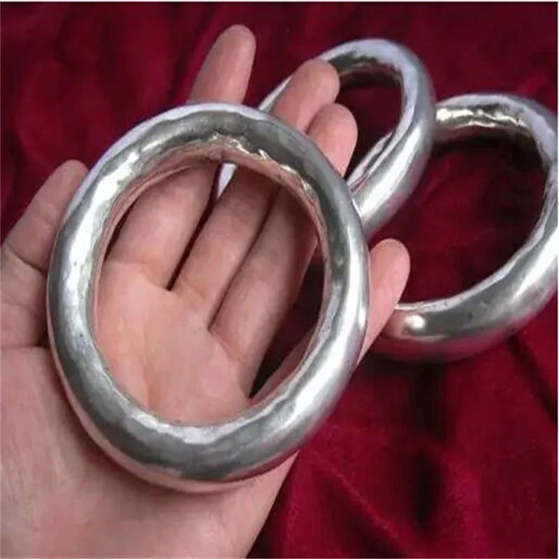 Ethnic jewelry Personality Handmade Miao silver bracelet Exaggerated glossy hollow bracelet