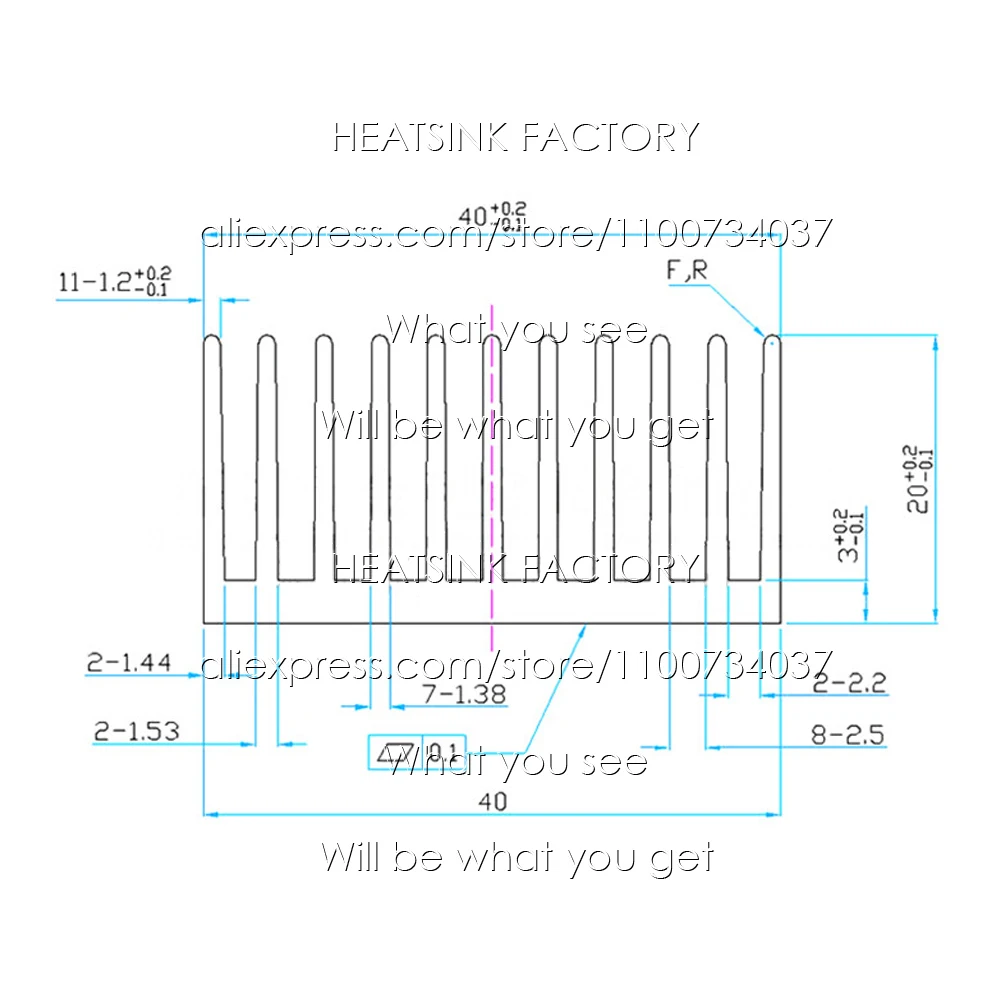 실버 대형 알루미늄 방열판 냉각 라디에이터, 전자 IC 칩 AMD CPU LED 쿨러 방열, 100x40x20mm