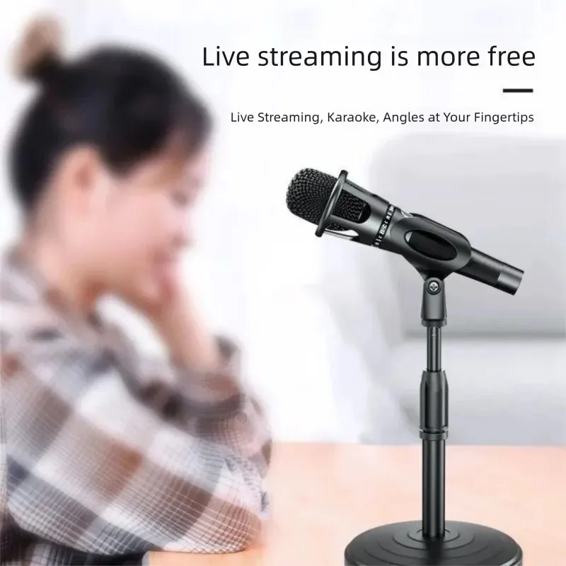 테이블 마이크 스탠드 조정 가능한 리프팅 마이크 쇼크 마운트 네트워크 라이브 방송용 디스크 베이스 마이크 홀더 MKFZJ02