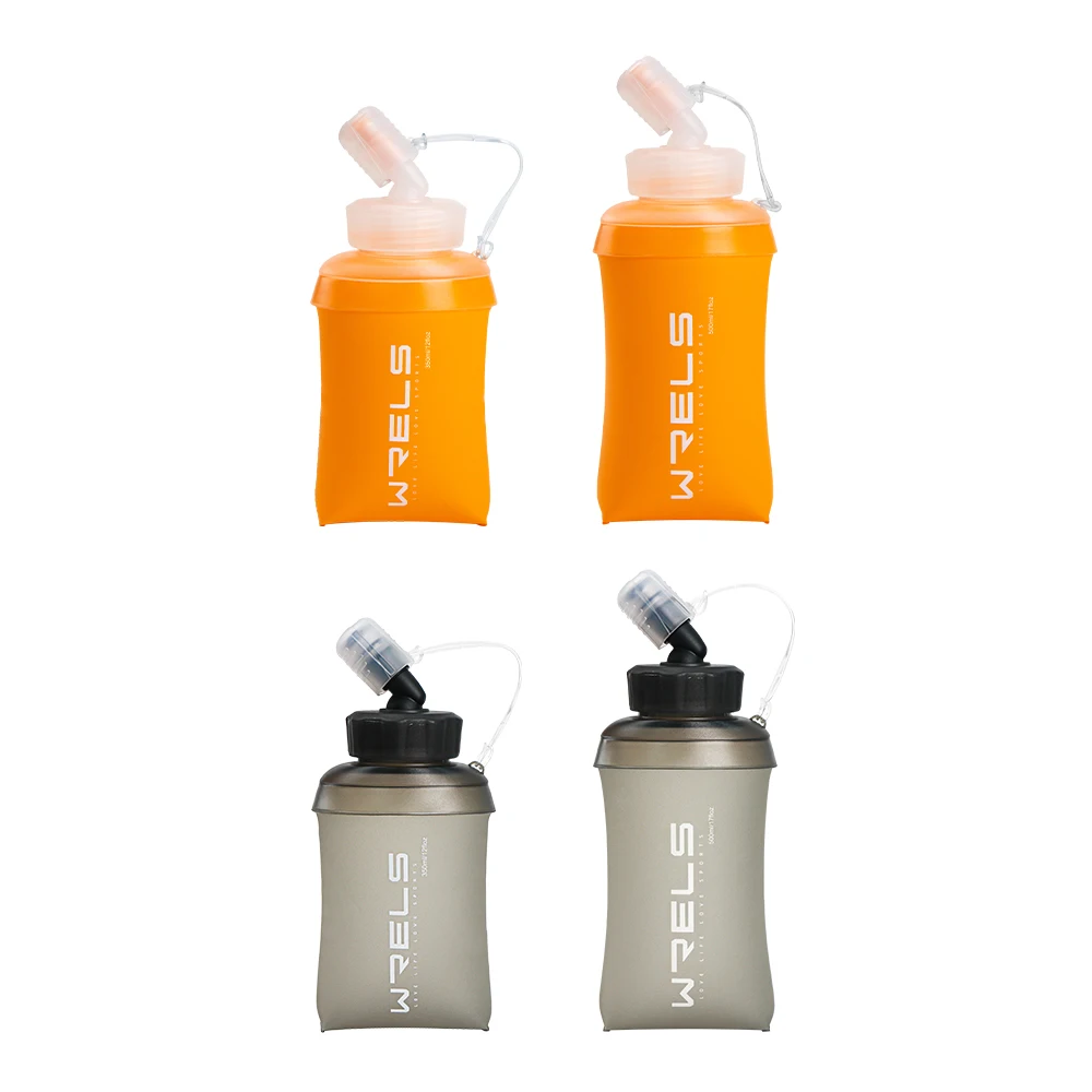 WRELS 350ml 500ml Water Bottle BPA-Free Foldable Soft Flask TPU Sport Water Bag Silicone Straw Outdoor Sport kettle for Running sports water bottle portable water bottle sports water bag portable water jug