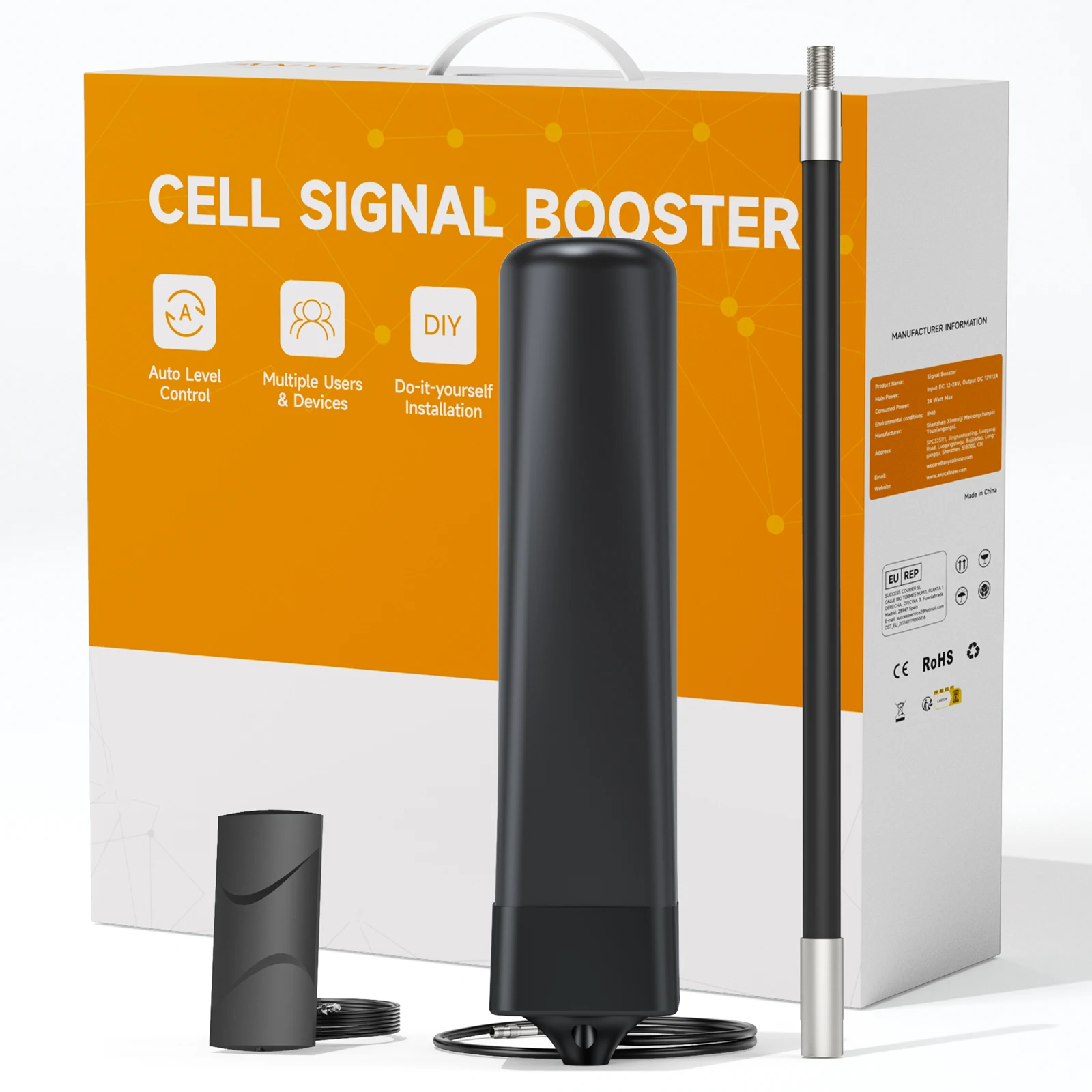 PLG 4G 5G LTE Cell Signal Phone Booster Band 20/8/3/1/7 Car RV Vehicles Kit Boost Data Voice