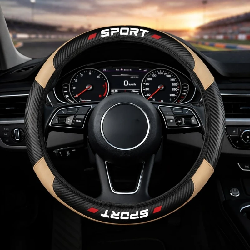 Carbon Sport Breathable Non-Slip Steering Wheel Cover - Soft Grip Protector