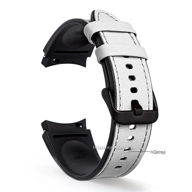 Silicone & Leather 20mm Watch Strap - Premium Two-Tone Design Bracelet