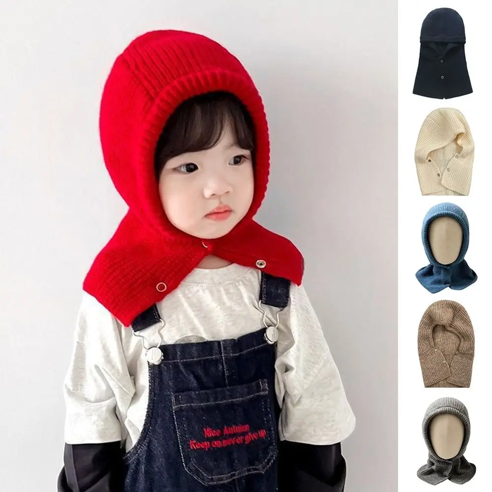Acrylic Kids Balaclava Hat Scarf Warm Knitted Beanie