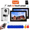 New TUYA 7 Inch 2 Monitor WiFi Video Intercom TUYA Smart Home APP Wireless Video Door Phone RFID HD Camera Access Control System 1