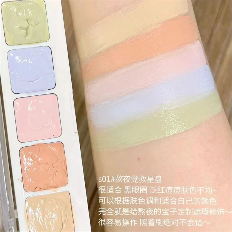 Face Concealer Palette 5 Colors Concealer Palette Long Lasting Cover Dark Circles Acne Pores Cream Shading Highlighter Moisturize Face Cometics
