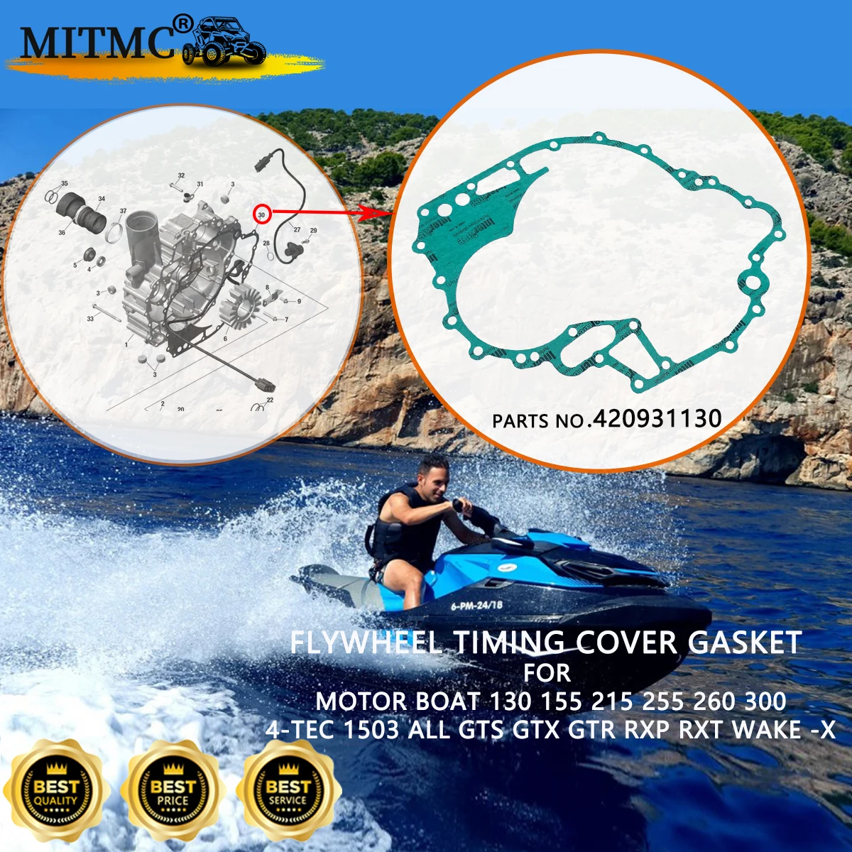 Flywheel Timing Cover Gasket For Motor Boat 130 155 215 255 260 300 4