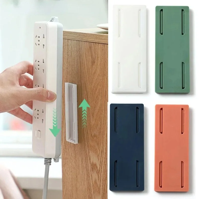 Wall Mounted Socket Holder Fixer Patch Self-Adhesive Power Socket Strip Fixator Punch-free Plug Socket Home Organizer Fixed