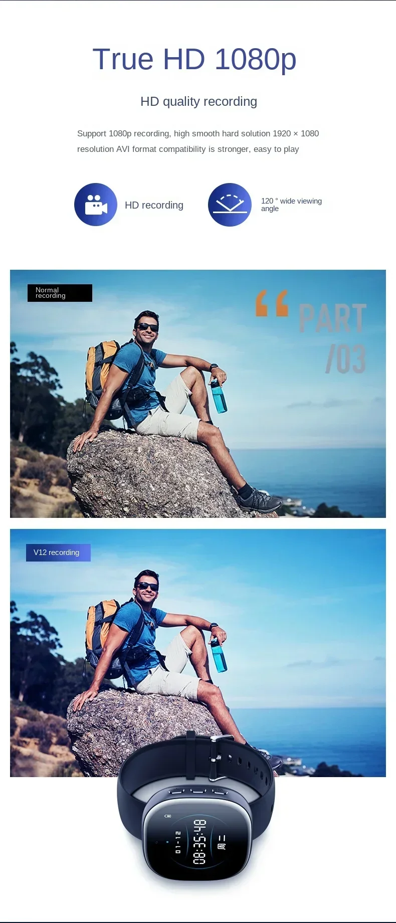 Watch screen previewing HD footage