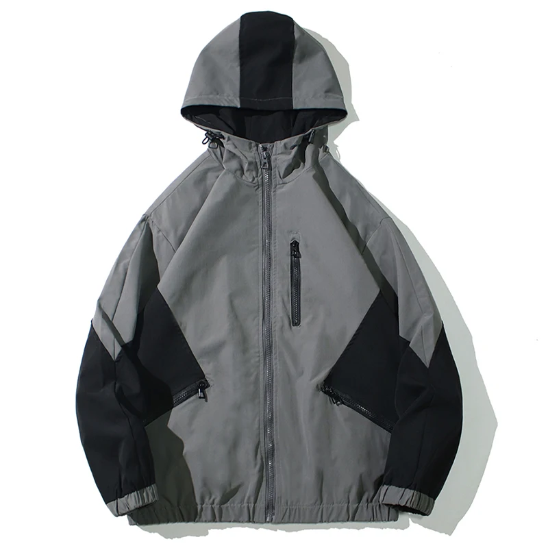 

2022 Spring Autumn Men Patchwork Jacket Mens Hooded Outwear Coat Male Fashion Hip Hop Zipper Jacket Streetwear Windbreaker