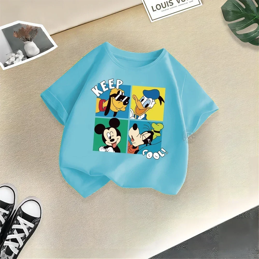 Disney Mickey Minnie Summer Short Sleeve Cartoon Print Baby Girls Cotton T-shirt Boys Girls Comfortable Top Cotton T-shirt top 4