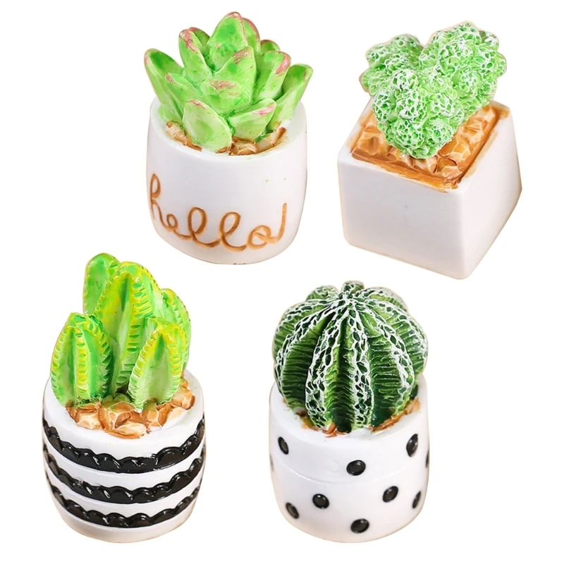 

4PCS Dollhouses Potted Plant Dollhouses Furniture Realistic Mini Potted Plant Indoor Pretend Play Toy for Toddlers