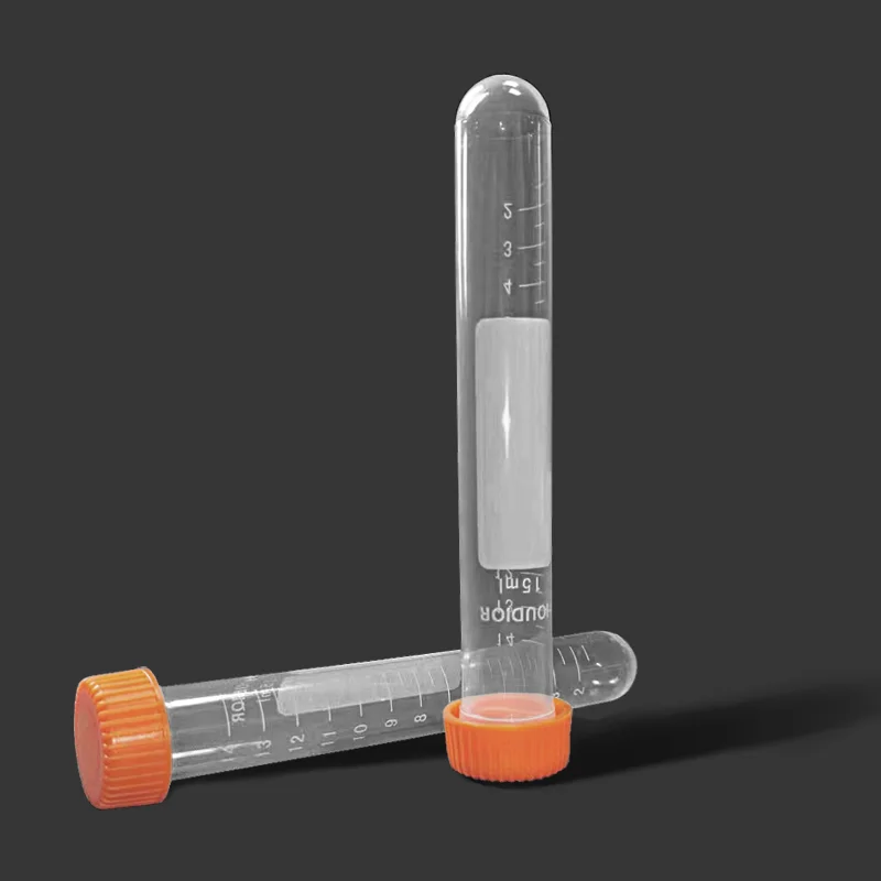 

50Pcs/bag 15ml Transparent Centrifuge Test Tube Vial Plastic Container with Lids for Lab Sample Specimen Storage