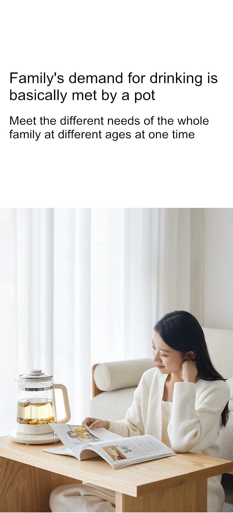 Description Picture 5 of item1.7L Electric Kettle Health Pot Rotation Adjustment Fruit Tea White And Black Boiled Tea Glass Household Office Rapid Heating