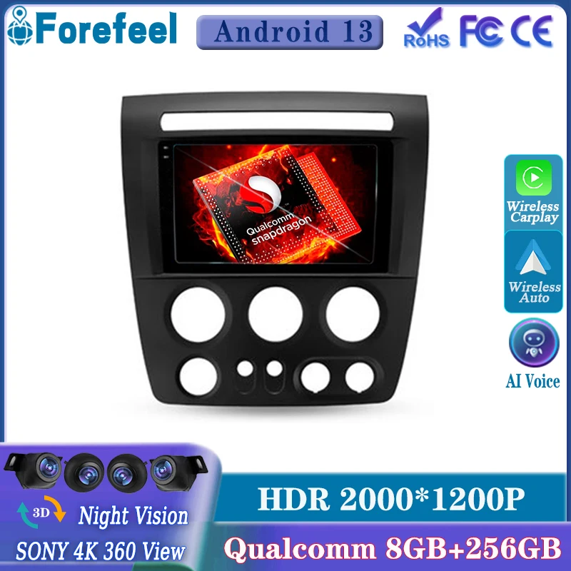 

Android 13 Carplay For Hummer H3 1 2005 - 2010 Head Unit Multimedia Player GPS Navigation No 2din DVD CPU HDR QLED Screen Auto