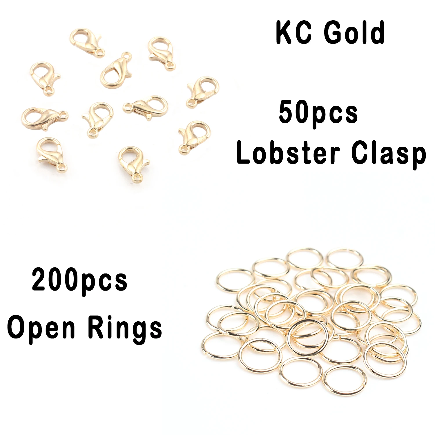50pcs Lobster Clasp+200pcs Open Jump Rings Set Rings for Jewelry