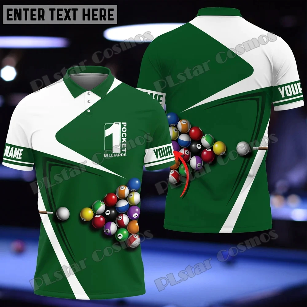 Billard- und Bierliebhaber, personalisierter Name, 3D-gedrucktes Herren-Poloshirt, Sommer, Unisex, Freizeithemd, Geschenk für Billardspieler, POL86 – Detail 13