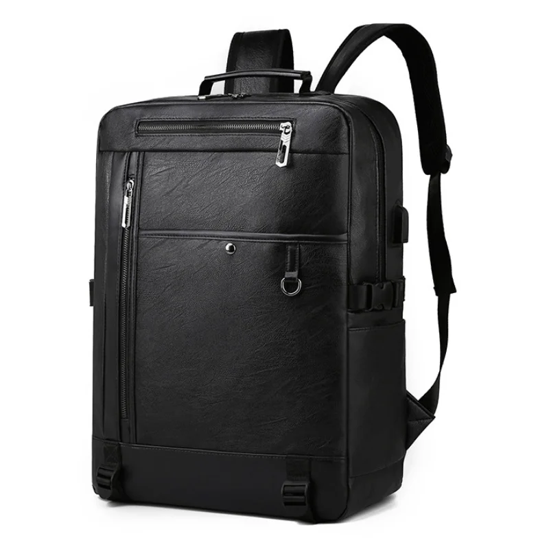 

Men Backpack Large Capacity Business Travel Laptop School Bag USB Charging PU Leather Waterproof Casual Backpacks Dropshipping