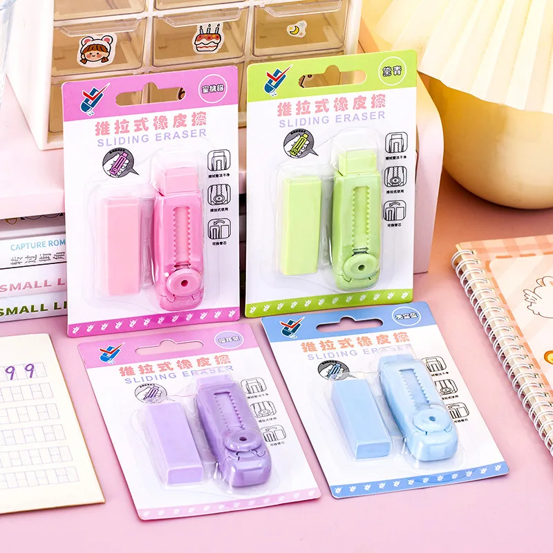 

12 set/lot Creative Macarons Push-pull Eraser Cute Writing Drawing Rubber Pencil Erasers Stationery Gifts School Suppies