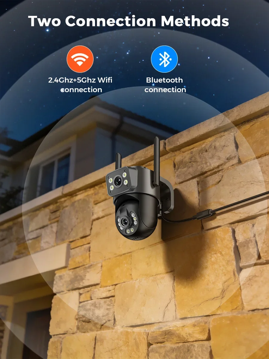 BESDER 5K 10MP PTZ Wifi Camera AI Auto Tracking 5G Dual Band Outdoor Dual Lens 8MP 4K CCTV Security IP Camera Wifi6 Cam Audio 4