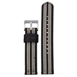 Enhanced Nylon Woven Canvas Watch Strap for Men - Military Sport Quick Release Bracelet Belt (Black Beige Gray)