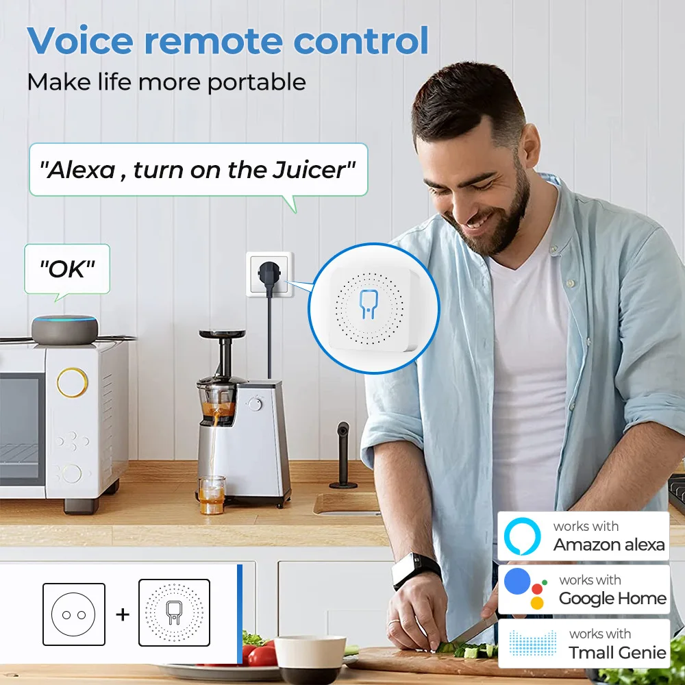 Zigbee 와이파이 스마트 스위치 전원 모니터 포함, 투야 스마트 홈 개선 차단기, 양방향 제어 음성, 알렉사 구글 앨리스, 16A