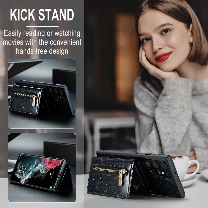 For Samsung Galaxy S21 S22 S23 S24 Plus Note20 Ultra Case Magnetic Leather Case Samsung Z Fold3 4 S23FE Case Card Holder Wallet