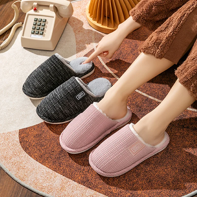 Women Bedroom Shoes Fashion Leisure Ladies Flat Fluffy Slippers Warm Plush Female Winter Spring Furry Shoes Couple Home Slippers