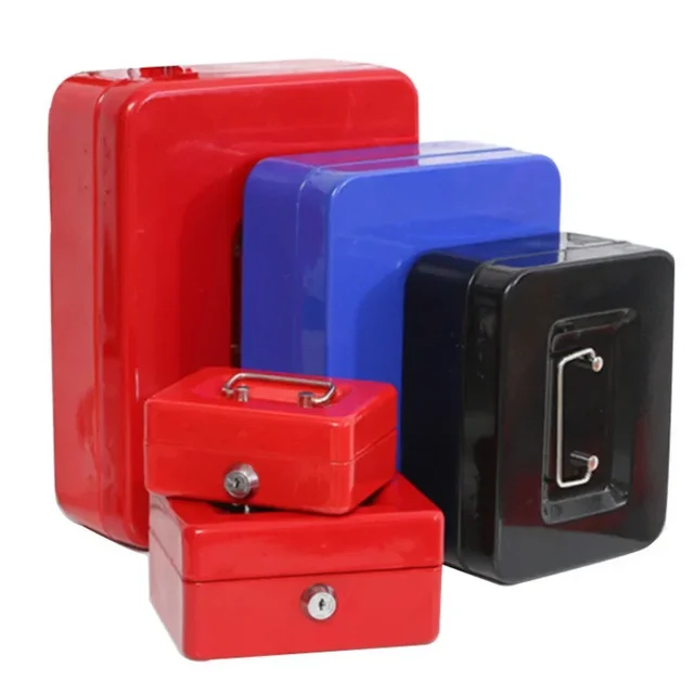 Portable Durable Metal Money Box Cash Box with Lock Security Lock Lockable Safe Small Fit for House Decoration 3 Size 4