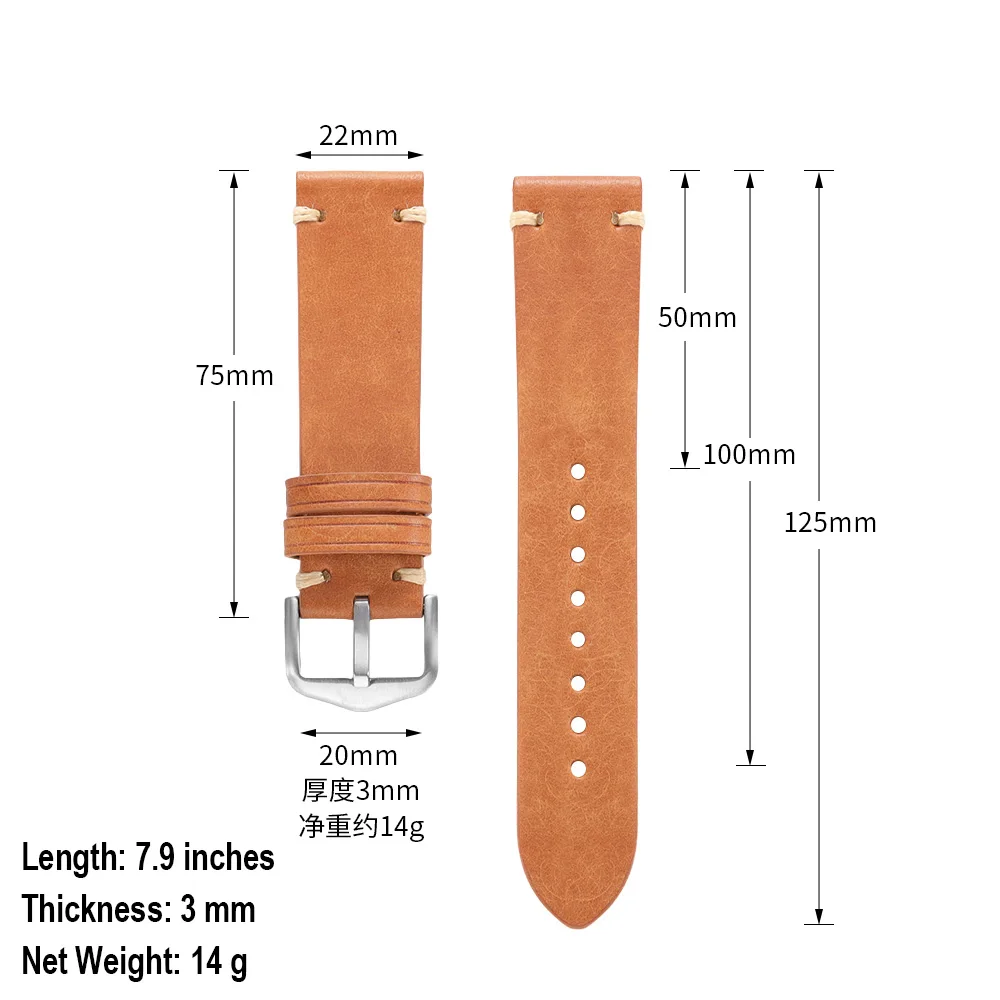 Vintage Brown & Black Handmade Cowhide Leather Watch Strap with Quick Release