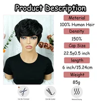 Perruques Pixie courtes en couches, cheveux 100% naturels, réalistes, sans enchevêtrement, pré-épilés, entièrement fabriqués à la Machine avec frange, pour femmes 4