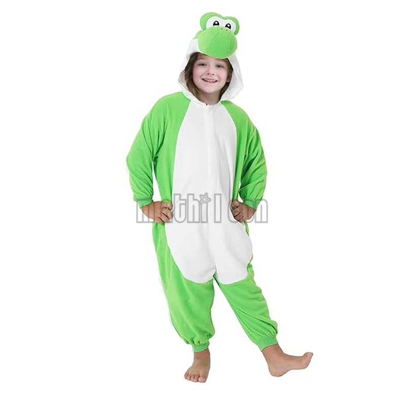 Kinder Onesies Yoshi Kigurumi Jungen Pyjamas Cartoon Cosplay Kostüm für Weihnachten Halloween Fleece Nachtwäsche Anime Homewear Pyjamas – Detail 2