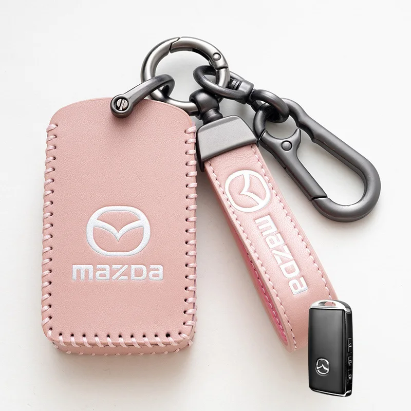 Leather Car Key Cover Case Keychain Ring Protection Shell For Mazda 3 Alexa CX30 CX-4 CX5 CX-5 CX8 CX-8 CX-30 CX9 CX-9