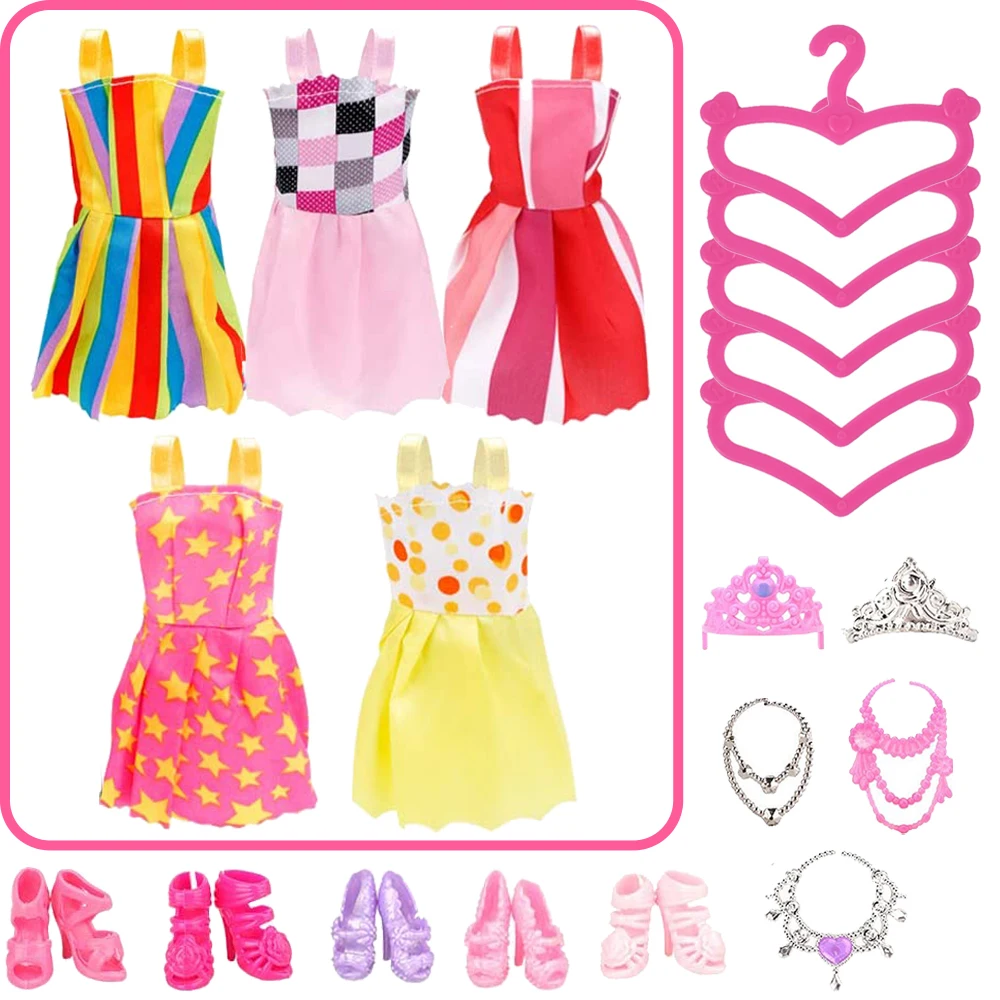 Ensemble d'accessoires de poupée multi-pièces, jupes, chaussures, cintres, sacs, bijoux, bagages pour 30CM et 11.8 pouces, accessoires de poupée, cadeau quotidien pour fille
