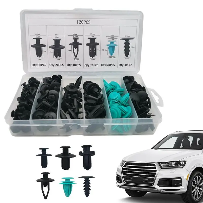 

120pcs Car Plastic Retainer Clips Car Body Push Retainer Pin Rivet Bumper Door Trim Panel Kit Auto Fastener Clip Car Accessories