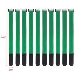 10-Pack Reusable Colored Nylon Hook and Loop Cable Ties - 10Pcs (30x2cm-Green)