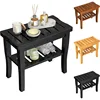 Bamboo Black Shower Bench Stool Shower Chair Seat Adult Women Her Sister Aunt Wife Hustband Lady Auntie Titi Bestie 1