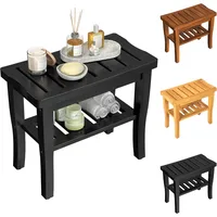 Bamboo Black Shower Bench Stool Shower Chair Seat Adult Women Her Sister Aunt Wife Hustband Lady Auntie Titi Bestie 1