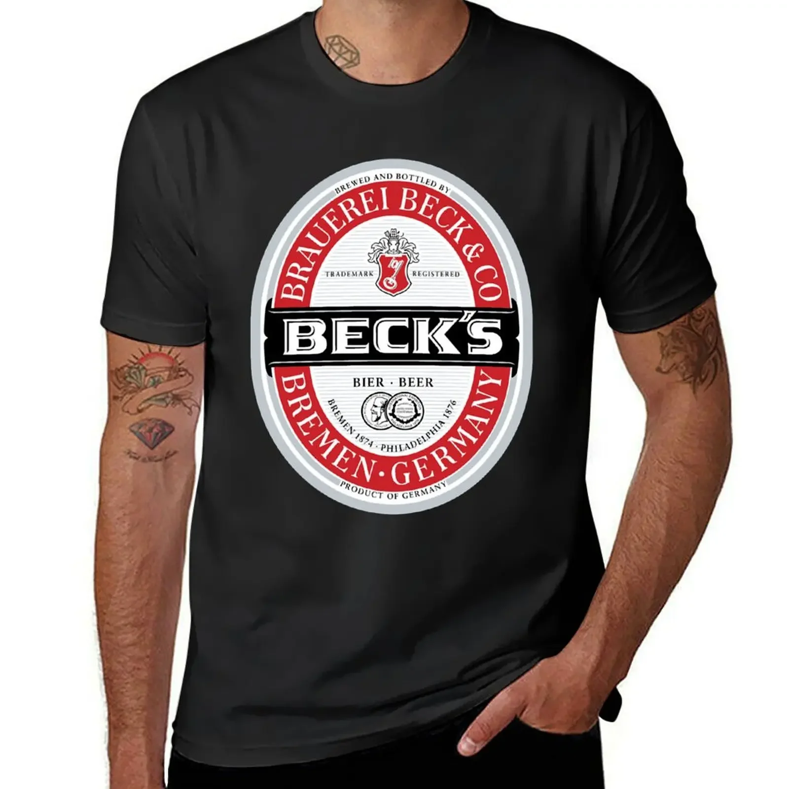 

Beck Beer logo Local beer brewery logo T-shirt plus sizes sublime mens white t shirts