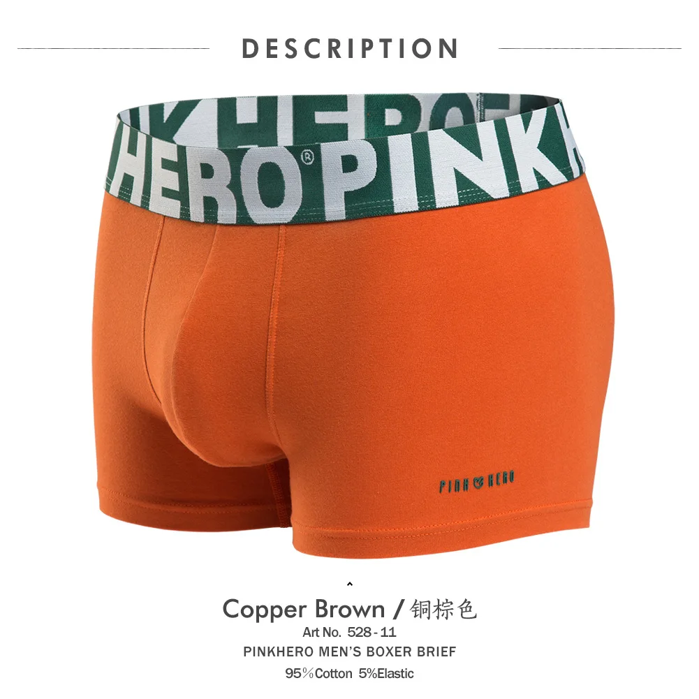 11 Colors Pink Hero Brand Sexy Underwear Boxer Men's Cotton Soft