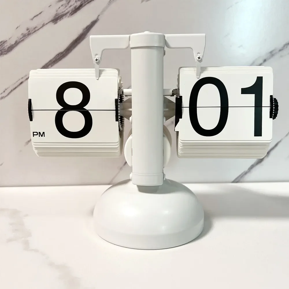 

Room Home Desktop for Office Deco Time Decor Flip Clocks Page Decoration Living Clock Turning Automatic Quartz