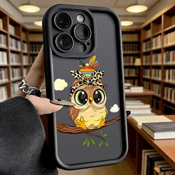Charming Owl Knit Hat Design Luxury Anti - Slip TPU Phone Case - Full Protective Cover for Redmi 9C (Black DQMYTYCNE)