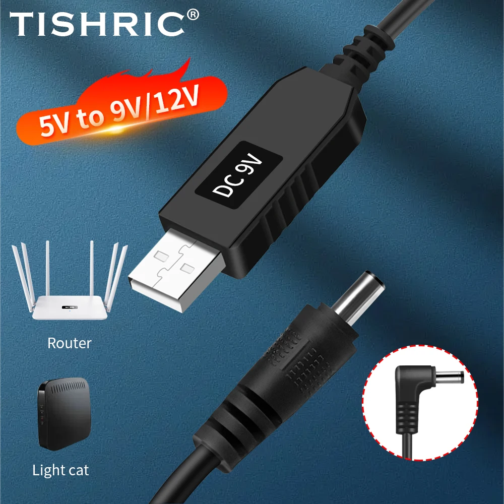 

Кабель-адаптер TISHRIC с USB-преобразователем для роутера, 5 в постоянного тока в 9 В/12 В постоянного тока, штекер 2,1x5,5 мм